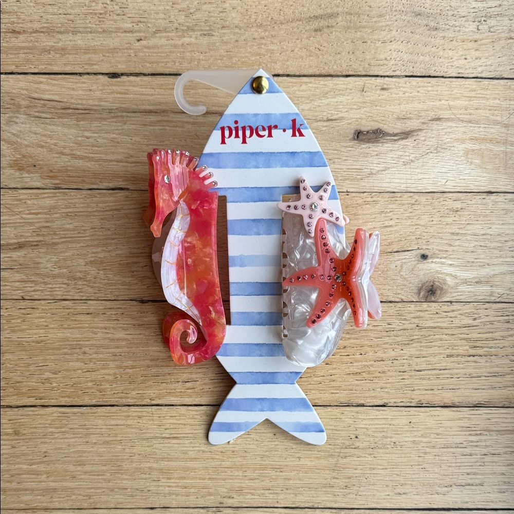 Piper K Pink Resin Seahorse and Starfish Decorative Clips